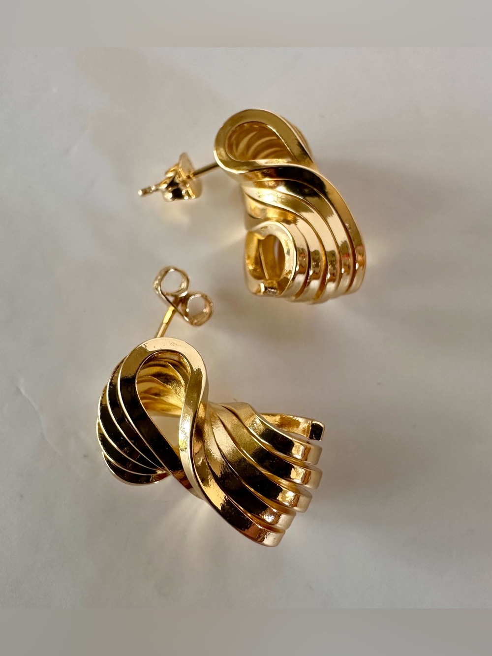 14K Gold Electroplated Sculptural Knot Earrings Statement Studs NWT